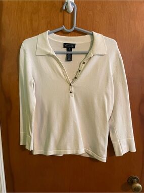 Vintage Jones New York 3/4-Sleeve Knit Collared Top